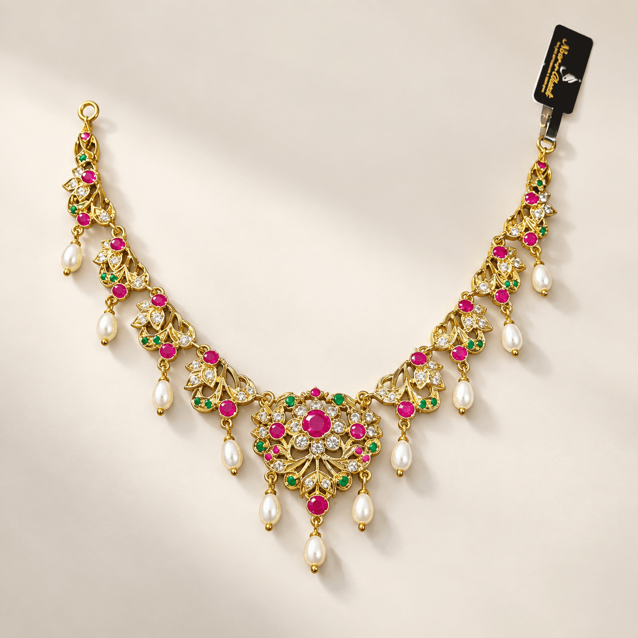Gold-Plated 925 Silver Multi-Gemstone Choker Necklace | Noor-e-Chandi
