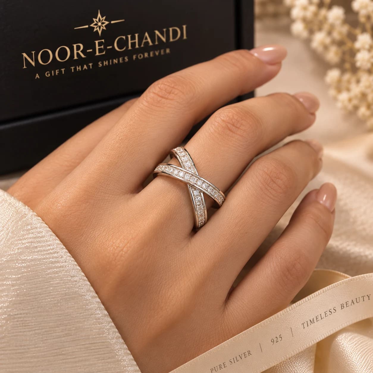 Noor-e-Chandi Celeste X-Crossover Ring